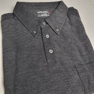 UNTUCKit Men's XL Zingaro Charcoal Short Sleeve Polo Shirt Pocket Collard NWT